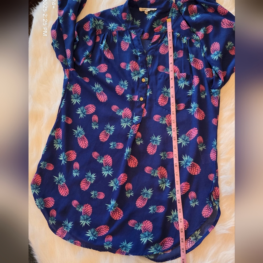 Wishful Park Blue Buttoned Blouse with Mandarin Collar - Picture 5 of 9